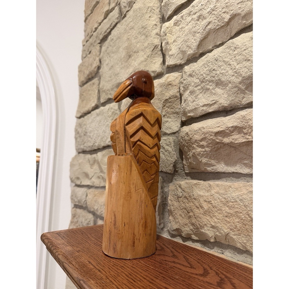 Vintage Paul Higgs Nassau Carved Wood Eagle Sculpture Folk Art 1975 14in